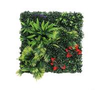 Minhe Artificial Grass Wall 50x50cm Mixed Fern-Grass Wall Panels Greenery Plants Backdrop wall Boxwood Hedge Panels for Fence Privacy Screen(E)