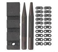 Minhe Chainsaw Chain Repair Kit - Compact Carbon Steel Pocket Breaker With 10 Master Link Straps, Rivet Needle & Base, Compatible With 325/058 Quick Chains
