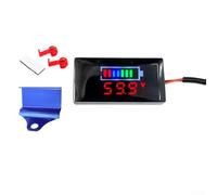 Minhe Digital DC 7V-100V Voltmeter with LCD Display for Motorcycle & Electric Vehicle Battery Monitoring - ABS Housing, Over/Under-Voltage Alarm, 6×3×0.8 cm(Bracket blue+Red)
