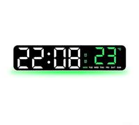Minhe Digital LED Clock Displaying Time, Temperature, Week and Alarm with Silent Operation and Adjustable Brightness Countdown Timer for Various Spaces(A)