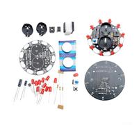 Minhe Electronic Lucky Wheel DIY Kit - NE555 Pulse Generator & Decimal Counter Circuit for Beginners, 10-LED Rotary Simulation Game, Red Black PCB Assembly Components(A)