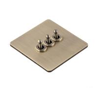 Minhe Green Bronze Stainless Steel 86mm Wall Switch Panel for Toggle Switches1 Way or 2 Way Wiring Flame Retardant PC Backplate for Domestic Electrical Upgrades(3 Gang)