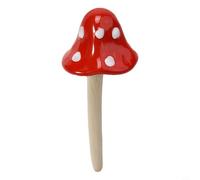 Minhe Red Ceramic Mushroom Garden Statue | Handmade Porcelain Toadstool with Tinkling Bell | 15cm Lawn, Flower Bed, Patio Decor Ornament
