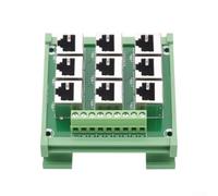 Minhe RJ45 8P8C Ethernet Terminal Block 9-Port Breakout-Module for DIN Rail, Green PCB for RS485 RS422 RS232 DMX512 and Industrial Data Transmission