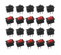 Minhe Rocker Switch 2 Pin ON-OFF SPST 125VAC 6A 250VAC 3A for Mini Boat Switch for Electrical Devices, Black and Red, 20PCS Pack
