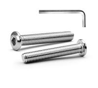 MINHER M8 x 50mm 20Pcs Flat Head Hex Socket Cap Screws Bolts, Furniture Bolts, 304 Stainless Steel 18-8, Full Thread (with Hex Spanner)