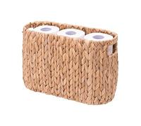 MINHKUST Wicker Toilet Paper Storage Holder with Built-in Handles, Toilet Paper Holder for up to 9 Mega Rolls, Water Hyacinth Toilet Paper Baskets Bathroom Organizer