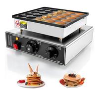 MINHUIJIHUI Dutch Pancake Maker, Mini Pancake Machine 25/50PCS Commercial Electric Non-Stick Pancake Maker with Timer and Temperature Control, Stainless Steel, for Snacks Desserts