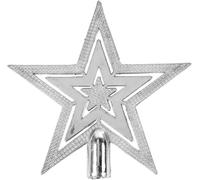 Mini 10cm Gold or Silver Embossed Star Christmas Tree Topper Decoration - Festive Ornament for Holiday Tree (Silver)