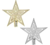 Mini 10cm Gold or Silver Embossed Star Christmas Tree Topper Decoration - Festive Ornament for Holiday Tree (2 in 1)
