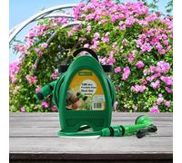 10m Compact Garden Hose Reel with 7-Pattern Sprayer, Lime Green Cart Sprayer & Quick-Connect