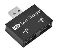 Mini 2.0 USB Hub Adapter 2 Ports, Small USB Splitter Male to 2 Female Adapter Portable Data Hub, for Laptops Desktops USB Flash Drives Data Loading Sync (Black)