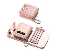 Mini 20000 MAh Large Capacity Comes With Four-wire Charging Treasure Fast Charging Portable Power Bank durable (Color : Pink, Size : 20000mAh)