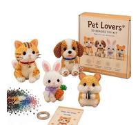 Mini 3D Beaded Animal Kit, DIY Bead Embroidery Kit, 3D Bead Animals Making Kits, Handmade Beads Art Mosaic Kits, Stress Relief Creative Decoration Gifts for Adults Teens Beginners
