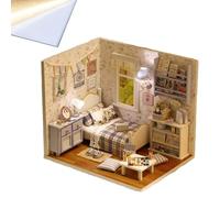 Mini 3D Building Model Assembly with Dust Cover, DIY Wooden Hut Creative Gift for Birthday, Handmade Assembled House Villa Model (H003)