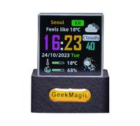 Mini 3D Hologram Cube Display - Smart Weather Station Digital Clock with Floating Time & Temperature Projection, Modern Desk Gadget for Home or Office (Black)