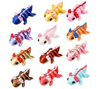 Mini 3D Printed Animals, 3D Printed Toys for Stress Relief and Educational Play, Colourful Articulated Animal Figures for Desk Decoration and Collection Display, Set of 12 Multicolour Animal Models