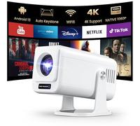 Mini 4K Projector with Wifi and Bluetooth, 1080P Full HD Smart Outdoor Portable Movie Small Projector with 270°Rotatable Stand, Android 13 OS, Auto Keystone, Support Big Screen for Home Bedroom