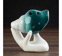 Mini 6 Hole Ocarina Color Glaze Ceramic Flute Conch Ocarina Music Instrument for Music Gift (Color : Black Green)
