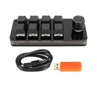 Mini 8 Key Keypad, Customizable Programming Wired Connection Macro Mechanical Keyboard Blue Switch with Knob for Gaming