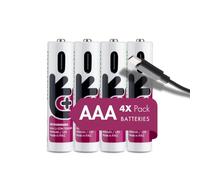 Mini AAA Rechargeable Batteries USB-C Cable 1.5 V 400 mAh HR3 Uniross Lithium Battery for Keyboards Mouse Wireless Remote Controls and Radio Controlled Toys Long Life- 4 Batteries