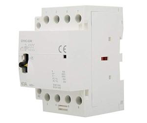 Mini AC Contactor DIN Rail Mounting 4P 63A 220V 50Hz Household Normally Open with Manual Control Switch(4NO)