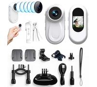 Mini Action Cam, Portable Camera with 360° Rotating Clip and Magnetic Clip, Waterproof Body Camera, Motorcycle Camera, Helmet Camera, for Cycling, Walking with Animals, Multifunctional Accessories