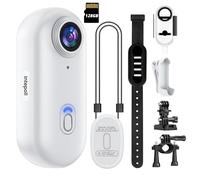 Mini Action Camera WIFI 4K 128GB Thumb POV Portable with IPX7 Waterproof Camcorder, Helmet Mount, Magnetic, Sports Pocket DV for Cycling, Pets, Vlogging (White)