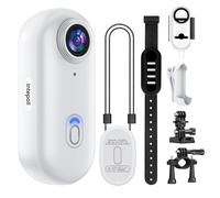 Mini Action Camera WIFI 4K 128GB Thumb POV Portable with IPX7 Waterproof Camcorder, Helmet Mount, Magnetic, Sports Pocket DV for Cycling, Pets, Vlogging (White)