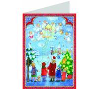 Mini Advent Christmas Card 24 Doors 105 x 155 mm Blank with Envelope Angels Singing - 496 - Traditional German Design