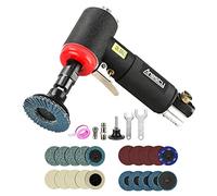 Mini Air Angle Die Grinder Kit, 1/4" Right Angle Air Die Grinder with 3mm & 6mm Collets & 20Pcs 2" Quick Change Discs Set, Mini Air Angle Sander Polisher Grinding Tool for Polish Grind Rust Removal