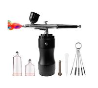 Mini Air Compressor Kit Air-Brush Paint Spray Gun Airbrush for Nail Art Tattoo Craft Cake Precise Control(Black-2)