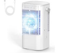 Portable Air Cooler - Mini Air Conditioner with Handle,Upgraded Portable Small Air Conditioner Mini Evaporative Cooler Small AC with 3 Wind Speed & 7 Night Light for Room Home Bedroom