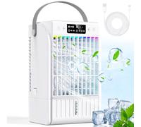Mini Air Conditioner,Portable Air Cooler with 1500ML,4 Wind Speeds Small Evaporative Air Cooler,2 Spray Modes&Timer, Small Air Conditioner 7 Color LED,Mini Air Coolers for Home,Room,and Office Use