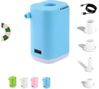 Mini air pump, 4-in-1 portable air pump with LED camping light,swimming ring, sleeping mat, vacuum storage, USB charging, fast inflation/deflation