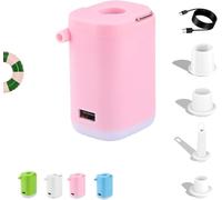 Mini air pump, 4-in-1 portable air pump with LED camping light,swimming ring, sleeping mat, vacuum storage, USB charging, fast inflation/deflation