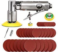 Mini Air Sander, SPTA 25mm/50mm/80mm mini air Grinder Sets, Random Air Orbital Sander Car Polisher Sets, with 36 Mixed Grit Sanding Disc Pads 3 Backing Plate for Sanding and Polishing-ASOSS3SET