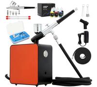 Mini Airbrush Kit with Air Compressor,15-25PSI High Pressure Air Brush Non-Clogging with 0.2/0.3/0.5mm Nozzle/Cleaning Sets,for Cake Decoration,Makeup,Art Craft,Nail Design