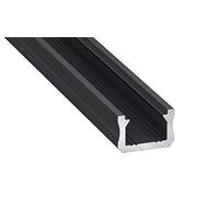 Mini Aluminium Profile K0 for up to 8mm PCB LED Strips/LED Tapes; Anodized, Black, Milky Cover, Set with Two end caps; Length: 1m / 100cm / 1000mm
