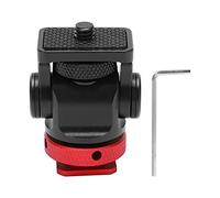 Mini Aluminum Alloy Ball Head Tripod Cold Shoe Adapter with 1/4 Inch Screw for SLR Camera, Compact 360° Rotating Ball Mount for DSLR, Mirrorless, and Smartphone Gimbal (Red)