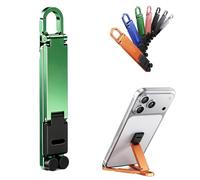 Mini Aluminum Phone Stand Keychain Foldable Desktop Holder, Portable Keychain Folding Phone Stand, Portable Mini Keychain Universal Desktop Holder for Home Office Travel, Lightweight (Green)