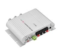 Mini Amplificador de Parlantes, Digital Amp Hifi 2.1 Stereo Bass Auto Car Home Audio Power Amplifier with Rca & 3.5mm Audio Input,Two Pairs Of Speaker Output Clips(Silver)