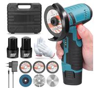Mini Angle Grinder, 12V Cordless Angle Grinder with 2 x 2000mAh Batteries, Battery Grinder with 7 Cutting Discs, 19500RPM, 76mm Mini Angle Grinder Tool for Cutting Polishing and Sharpening