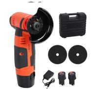 Mini Angle Grinder, 12V Cordless Angle Grinder with 2Pcs Batteries and Cutting Discs, Battery Powered Electric Polishing Machine Tool with Suitcase for Metal & Wood Cutting Polishing Sanding (Orange)