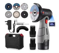 Mini Angle Grinder, 16.8V Cordless Angle Grinder Brushless Motor 19500RPM with 2Pcs 2000mAh Rechargeable Batteries and 6 Grinding Discs for Cutting Polishing Grinding Brick, Wood, Stone, Steel