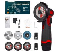 Mini Angle Grinder Battery Flex, 75 mm 12 V Miniflex Battery Angle Grinder Small Cutting Grinder, 19500 RPM Wireless Grinder Mini Angle Grinder with 2 Batteries 1300 mAh for Cutting, Polishing