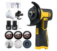 Mini Angle Grinder, Weytoll 12V 19500RPM Cordless Brush Angle Grinder Include 6PCS Cutting Disc, Ginding Disc 3 Inch/76mm, with 2PCS 1300mAh Battery, for Cutting, Grinding and polishing -Yellow