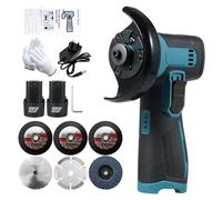 Mini Angle Grinder, Weytoll 12V 19500RPM Cordless Brush Angle Grinder Include 6PCS Cutting Disc, Ginding Disc 3 Inch/76mm, with 2PCS 1300mAh Battery, Suitable for cutting, grinding and polishing -Blue