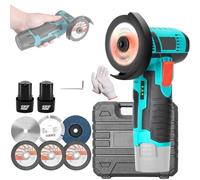 Mini Angle Grinder Without Brushes - 12V 19500RPM Portable Handheld Cordless Angle Grinder Tool with 2 Batteries & 76mm Cutting Wheels for Metal Tile PVC (B Set)