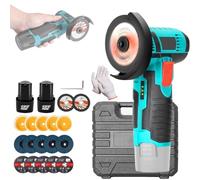 Mini Angle Grinder Without Brushes - 12V 19500RPM Portable Handheld Cordless Angle Grinder Tool with 2 Batteries & 76mm Cutting Wheels for Metal Tile PVC (C Set)